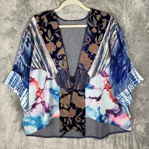 Sterling Style Artsilk Jacket Cardigan One Size Silk Velvet Denim Art To Wear